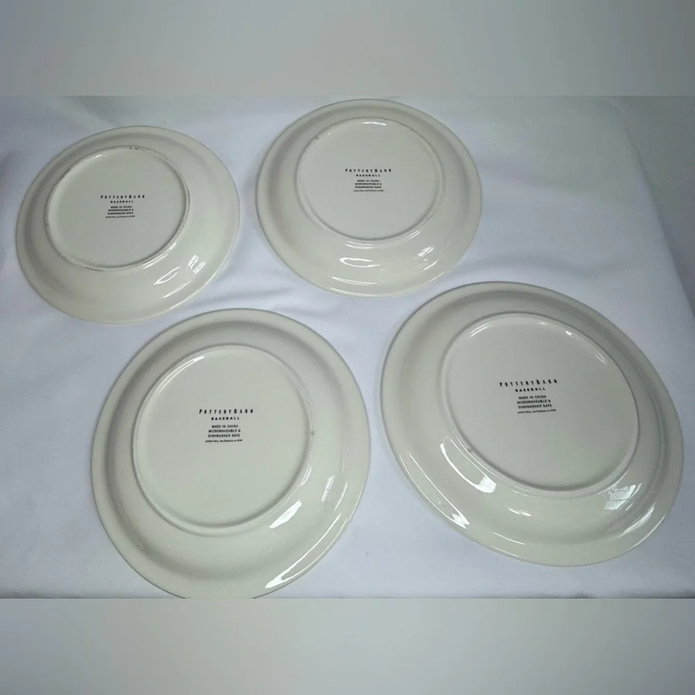 Vintage Pottery Barn Baseball Salad/Dessert Plate Set of 4